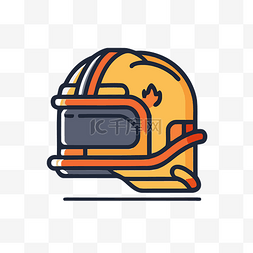 消防员背景图片_橙色和白色消防员头盔图标 向量