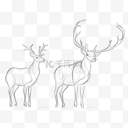 素描驯鹿图片_用一条连续线绘制鹿轮廓
