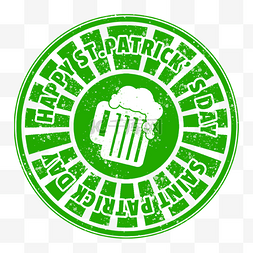 绿色背景啤酒图片_圣帕特里克节印章邮戳啤酒