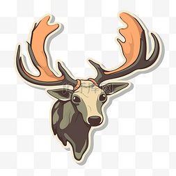 各种卡通动物中的鹿头图标艺术印