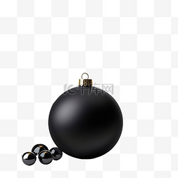 圣诞黑球球图片_木桌上的黑色圣诞饰品模型，配有
