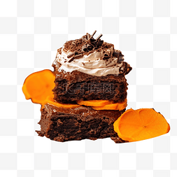 平铺蛋糕图片_烘焙感恩节自制巧克力布朗尼蛋糕