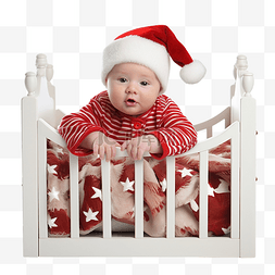 人床图片_圣诞节照片：一个穿着圣诞老人套
