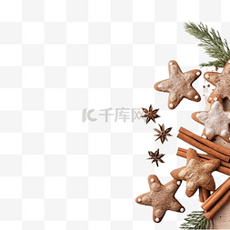 木板上圣诞装饰细节的特写镜头