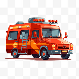 消防救护车图片_消防紧急车辆卡通矢量中的紧急车