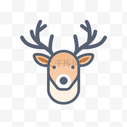 白色背景上鹿脸的图标 向量