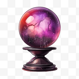 魔術图片_支架上的圆形魔法玻璃球预测未来
