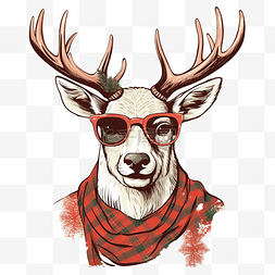 驯鹿精灵图片_时髦圣诞贺卡与鹿和精灵