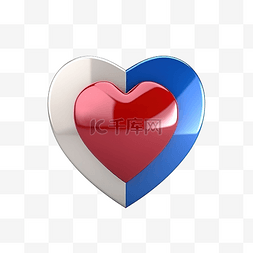 爱眼急救措施图片_3d 渲染红心与隔离的蓝色盾牌