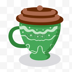 卡通饮品小装饰图片_绿色马克杯咖啡杯
