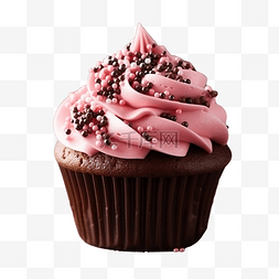 丝带牛奶图片_粉色巧克力纸杯蛋糕