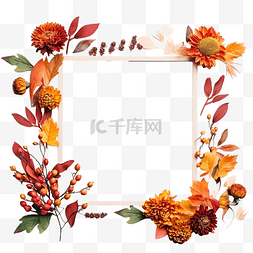 秋树叶背景框图片_秋季花卉框架
