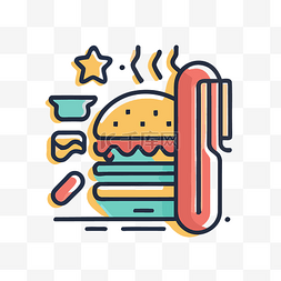汉堡和烧烤平面矢量设计图标