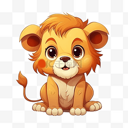 可爱的狮子头像图片_一只长着可爱脸的卡通狮子ai生成