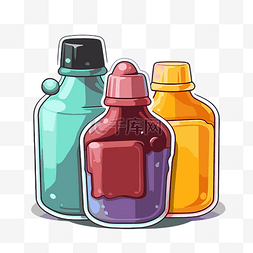 胶水瓶图片_一组带有油漆的彩色瓶子剪贴画 