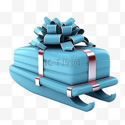圣诞老人雪橇帽子图片_3d 雪橇带 3 个礼品盒