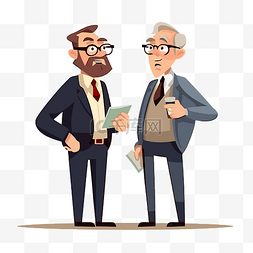 卡通交谈图片_投资者剪贴画 两个老商人互相交