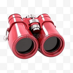红色双筒望远镜，带眼睛隔离 3D 