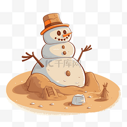 沙雪人剪贴画 雪人坐在沙坑上拿
