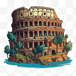 罗马城市图片_斗兽场剪贴画有趣的插图描绘斗兽