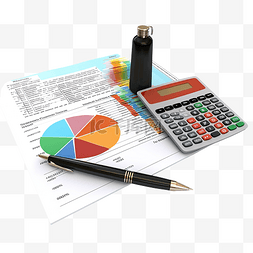 费用预算表图片_3D 渲染预算概念与笔和彩色报告或