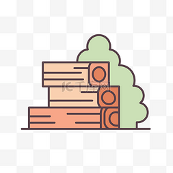 树线图标矢量插图设计中的木板