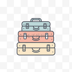 彩色手提箱图片_彩色手提箱图标线图 向量