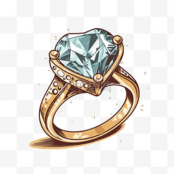 心形钻石戒指图片_订婚戒指 向量