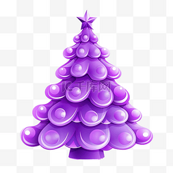 快乐的卡通圣诞树在紫色模糊上庆