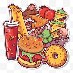 卡路里标签图片_快餐图标剪贴画卡路里和脂肪标签