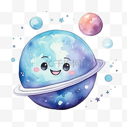 可爱的星球水彩