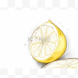 柠檬线条画图片_画黄色柠檬片的插图