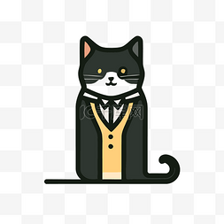领带彩色图片_穿着西装打领带的猫 向量