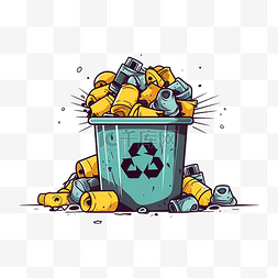 垃圾篓扁平化图片_简约风格的辐射垃圾插图