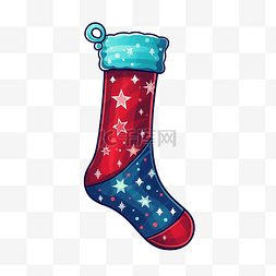 蓝色糖果盒子图片_红色和蓝色的圣诞袜插画