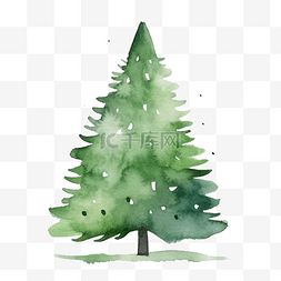 简单的树图片_简约水彩绿色装饰圣诞树简约可爱