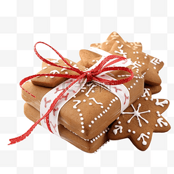 圣诞饼干图片_包装自制姜饼和糖圣诞饼干作为礼
