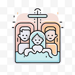 两个人在浴缸里的轮廓风格插图 