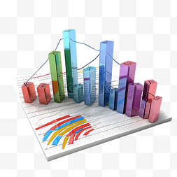 市場分析图片_企业经济增长报告的 3d 插图