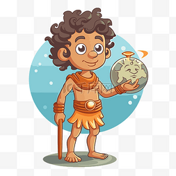 一个拿着地球仪的古希腊男孩的阿