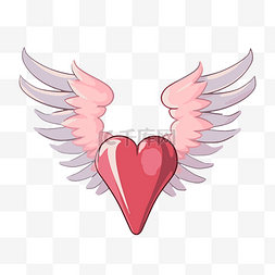 丘比特翅膀剪贴画粉红色的心与翅