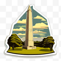 华盛顿卡通图片_华盛顿纪念碑的老式旅行贴纸 向