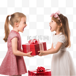 圣诞节为图片_两个小女孩在圣诞节为礼物打架的