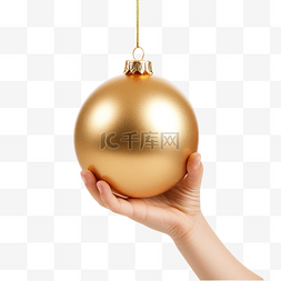 圣诞树上挂着闪亮的金色节日小玩