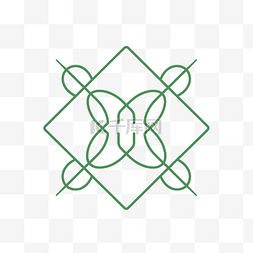 标志采用几何线条和绿色线条设计