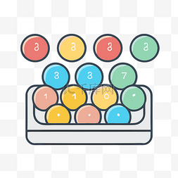 彩色宾果元素背景图片_白色背景上的盒子矢量图标中的球