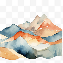 山丘陵水彩插图