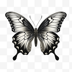 白色翅膀蝴蝶图片_黑色翅膀蝴蝶的数字绘图
