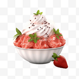 韩国雪图片_bingsu 草莓冰淇淋 3d 渲染
