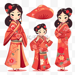 亚洲剪贴画可爱卡通亚洲家庭传统